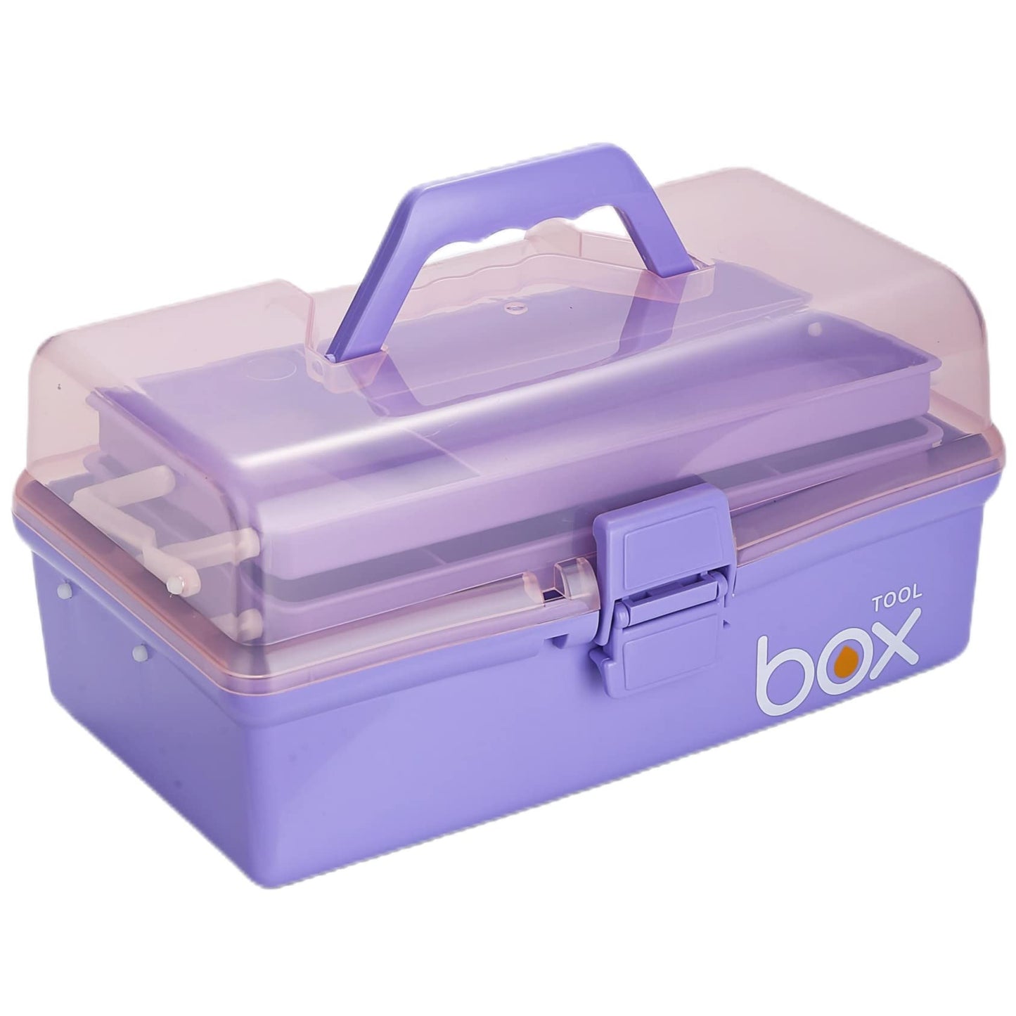 12'' Three-Layer Clear Plastic Storage Box/Tool Box, Multipurpose Organizer and Portable Handled Storage Case for Art Craft and Cosmetic (White)
