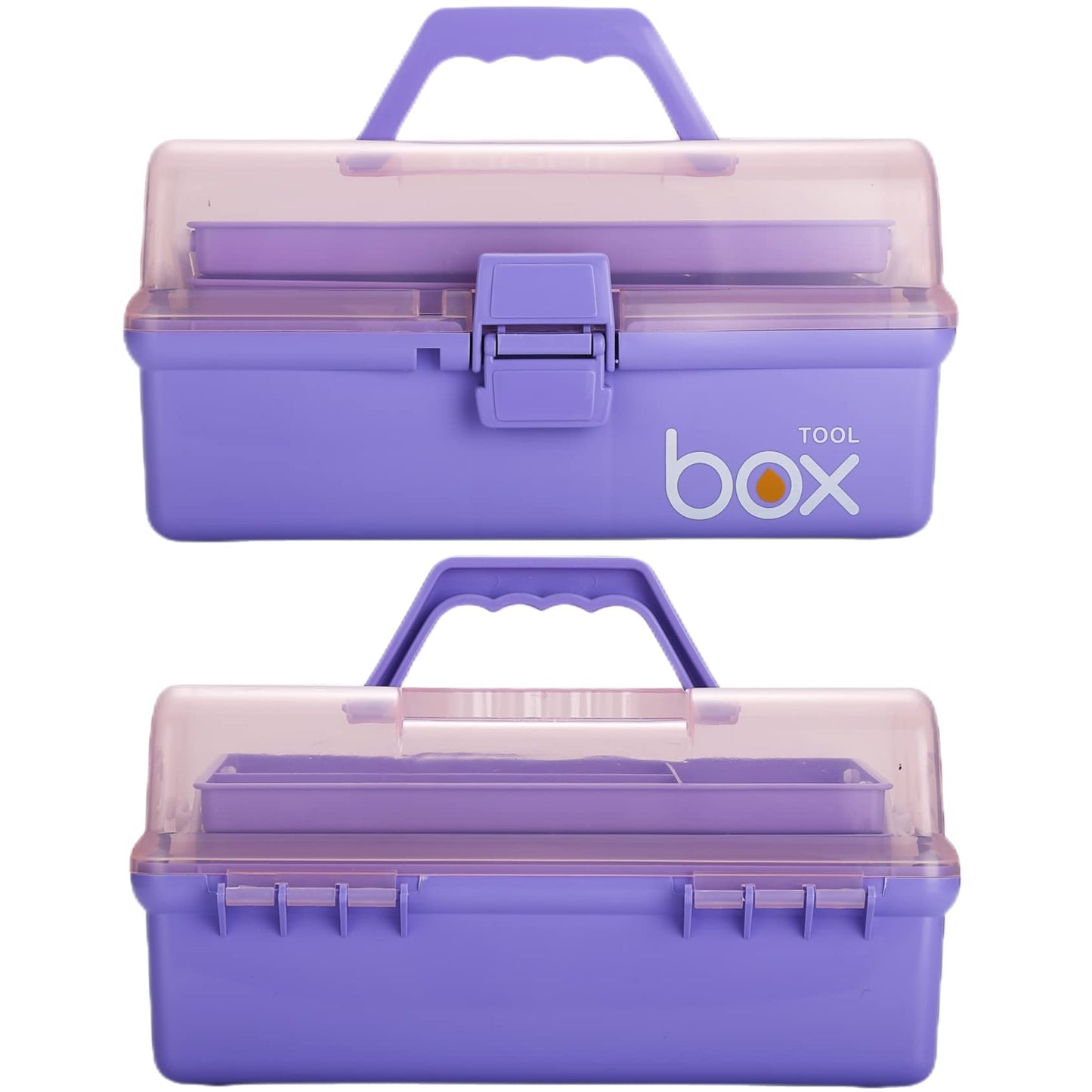 12'' Three-Layer Clear Plastic Storage Box/Tool Box, Multipurpose Organizer and Portable Handled Storage Case for Art Craft and Cosmetic (White)