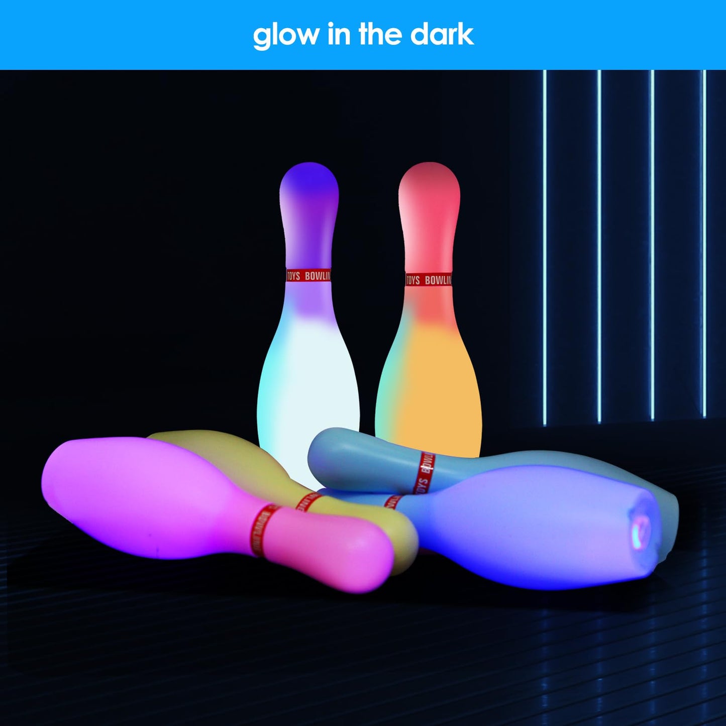 Zloveleexr Light Up Bowling Set, Glow in The Dark Bowling Balls & Pins for Outdoor and Indoor Kids Games Fit Christmas Birthday Party Lawn Yard Carnival Games, Kids Education Motor Skills Toys