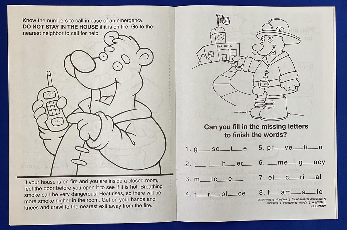 ZOCO – Fire Safety Coloring & Activity Books for Kids (50 Bulk Pack, Without Crayons) – Fire Prevention Week, National Night Out Educational Materials & Firefighter Party Supplies