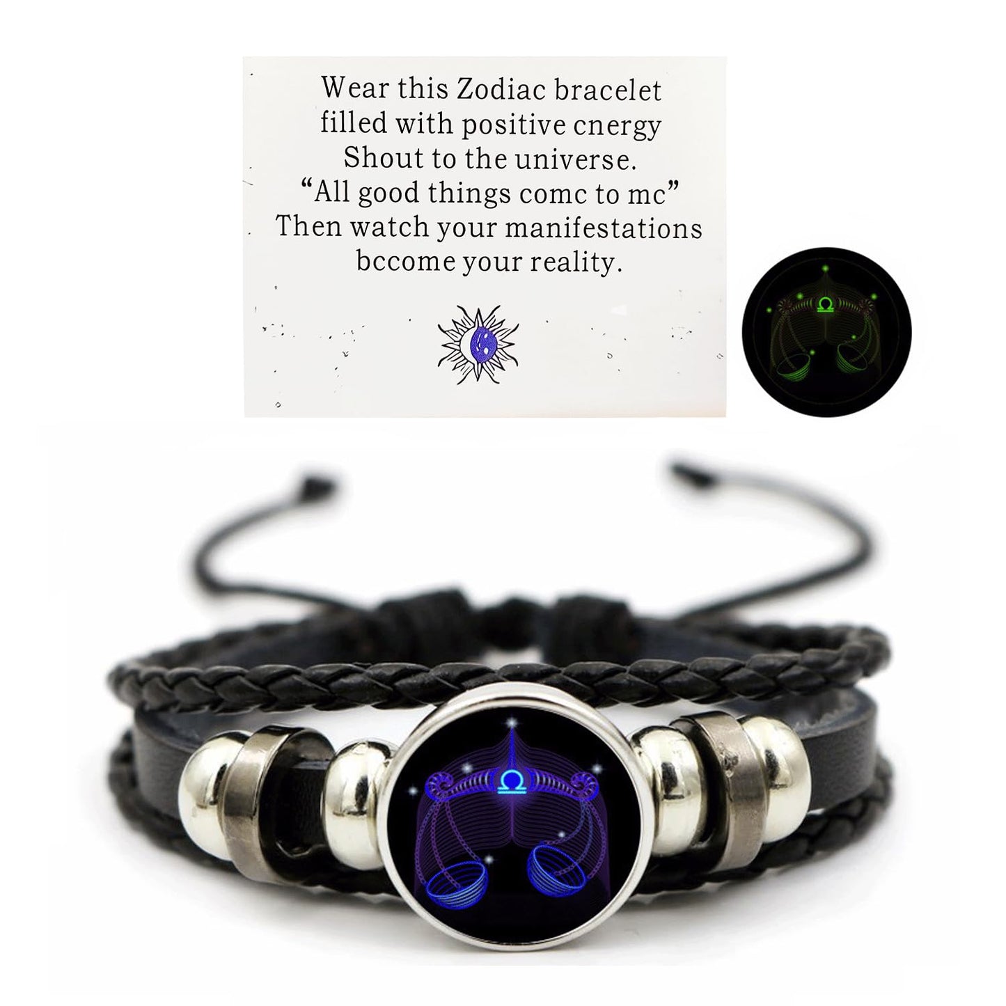 Zodiac Signs Spirit Bracelet Zodiac Bracelet for Women Men Adjustable 12 Constellation Bracelet Multilayer Zodiac Black Leather Bracelets Zodiac Sign Wrap Bracelet for Women Men Birthday Jewelry (Libra)