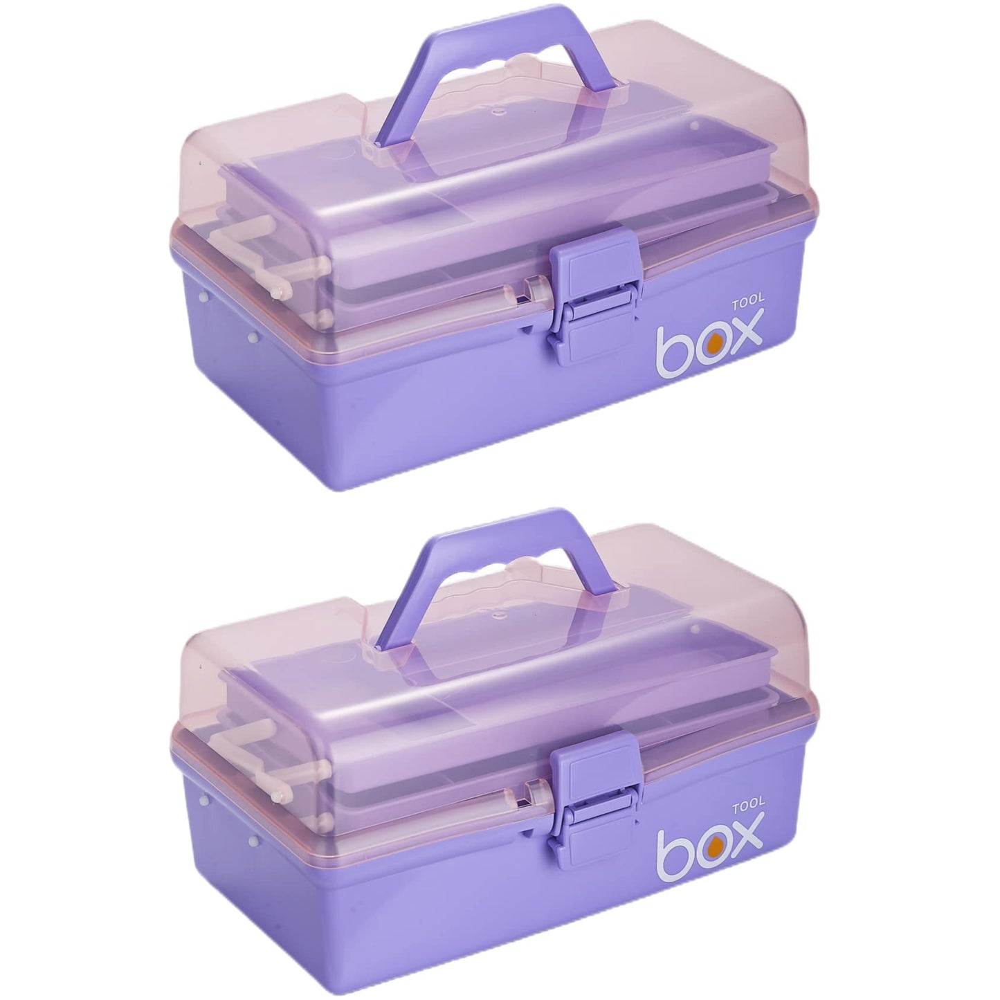 12'' Three-Layer Clear Plastic Storage Box/Tool Box, Multipurpose Organizer and Portable Handled Storage Case for Art Craft and Cosmetic (White)