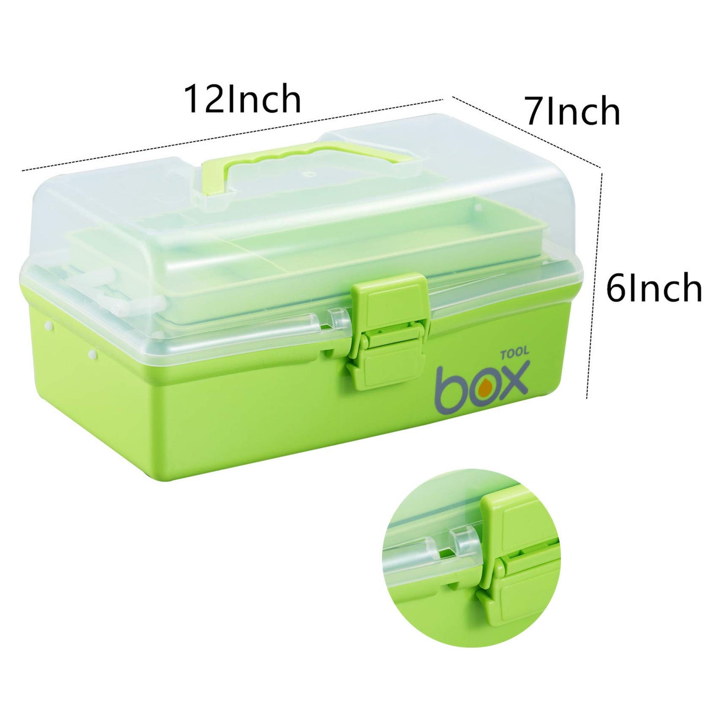 12'' Three-Layer Clear Plastic Storage Box/Tool Box, Multipurpose Organizer and Portable Handled Storage Case for Art Craft and Cosmetic (White)