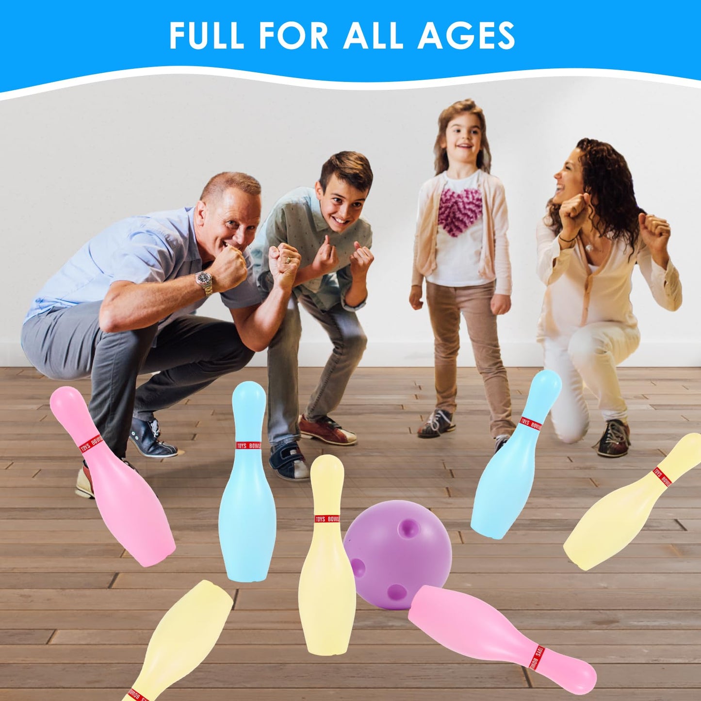 Zloveleexr Light Up Bowling Set, Glow in The Dark Bowling Balls & Pins for Outdoor and Indoor Kids Games Fit Christmas Birthday Party Lawn Yard Carnival Games, Kids Education Motor Skills Toys