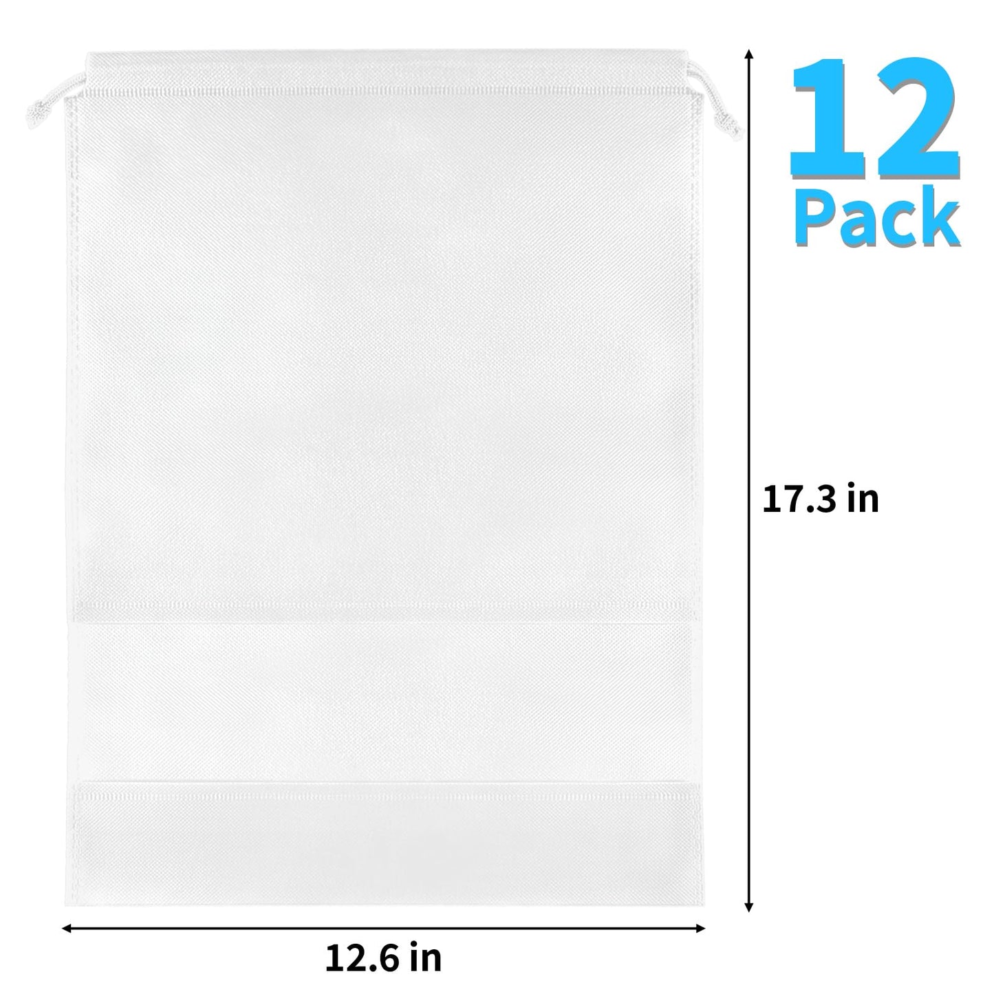 12 Pack Shoe Bags for Travel, Large Travel Shoe Bags for Packing with Clear Window, Dustproof Drawstring Travel Shoe Storage Bags Travel Essentials for Men & Women, White