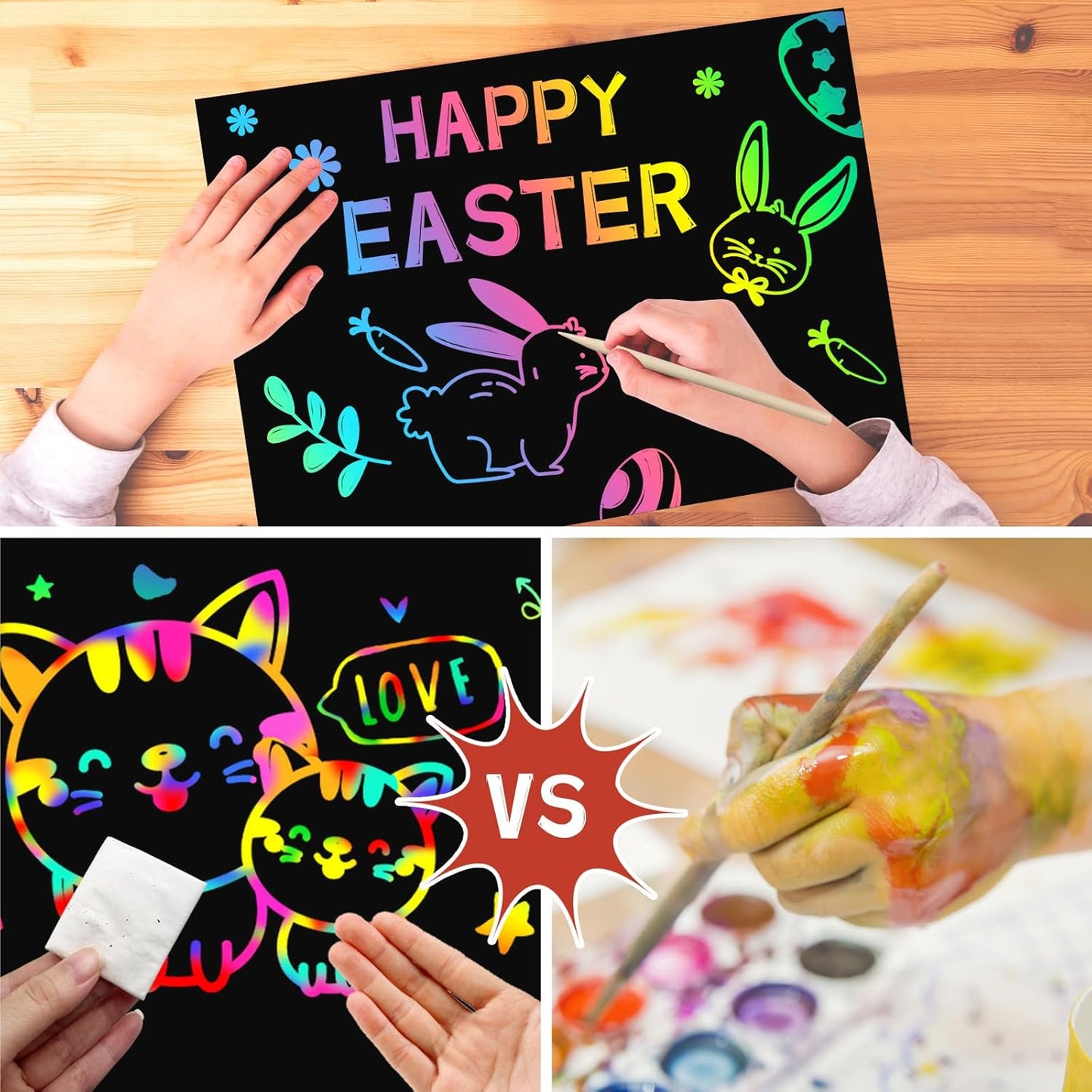 ZMLM Scratch Paper Art Craft: 2 Pack Rainbow Scratch Set for 3 4 5 6 7 8 9 10 Years Old Girls Boys Students Drawing Coloring Black Magic Art Supplies Kits Gifts School Birthday Party Games Toys