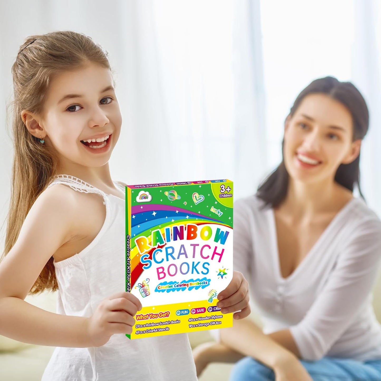 ZMLM Scratch Paper Art Craft: 2 Pack Rainbow Scratch Set for 3 4 5 6 7 8 9 10 Years Old Girls Boys Students Drawing Coloring Black Magic Art Supplies Kits Gifts School Birthday Party Games Toys