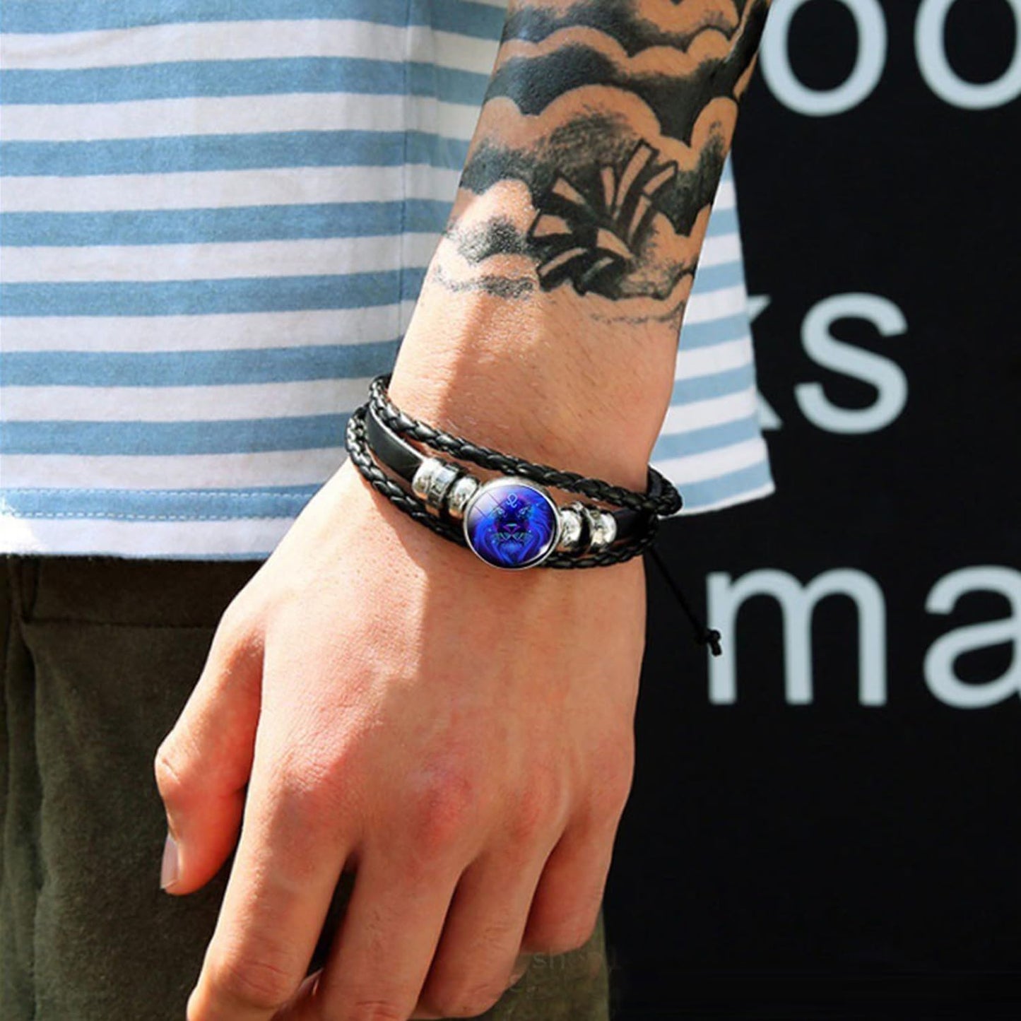 Zodiac Signs Spirit Bracelet Zodiac Bracelet for Women Men Adjustable 12 Constellation Bracelet Multilayer Zodiac Black Leather Bracelets Zodiac Sign Wrap Bracelet for Women Men Birthday Jewelry (Libra)
