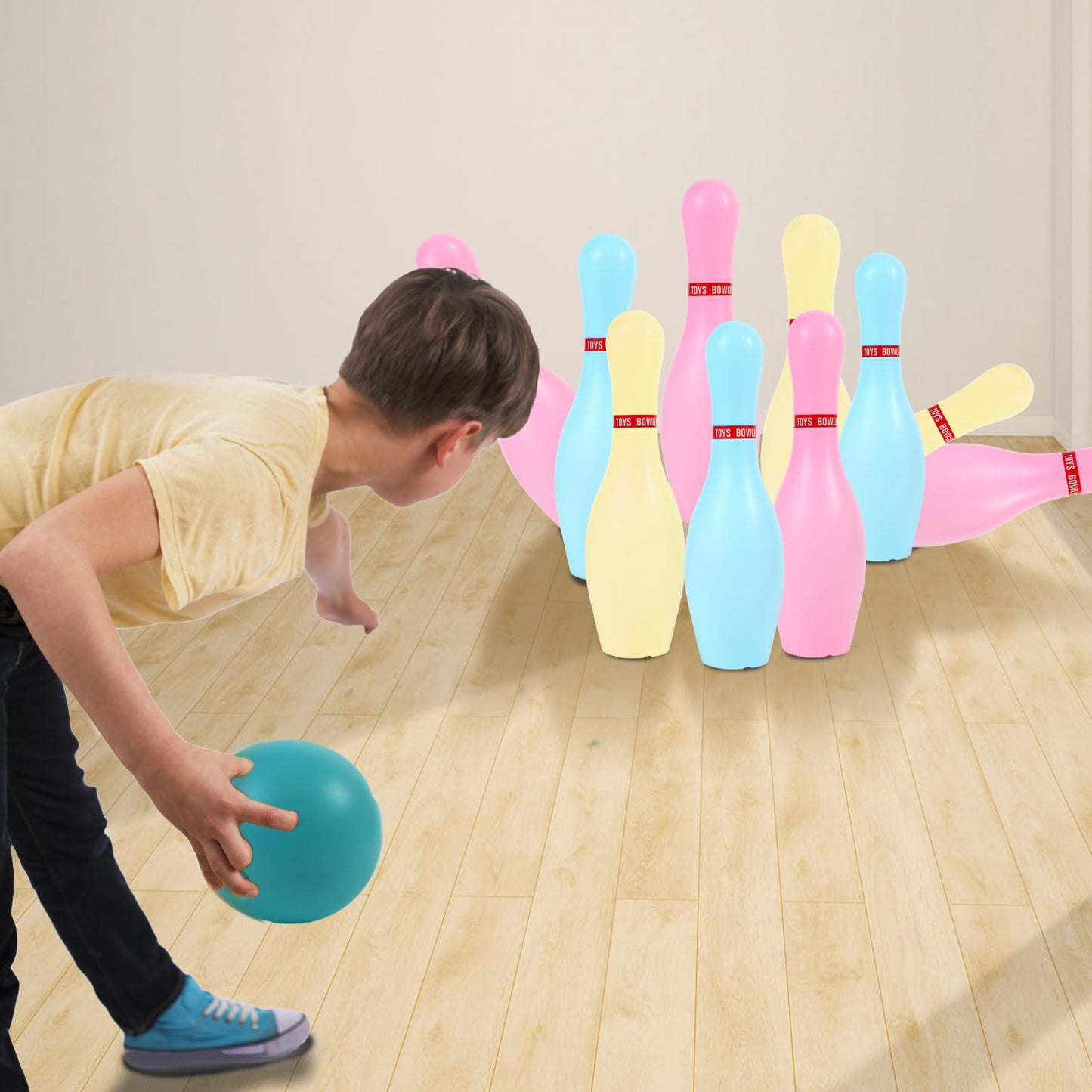 Zloveleexr Light Up Bowling Set, Glow in The Dark Bowling Balls & Pins for Outdoor and Indoor Kids Games Fit Christmas Birthday Party Lawn Yard Carnival Games, Kids Education Motor Skills Toys