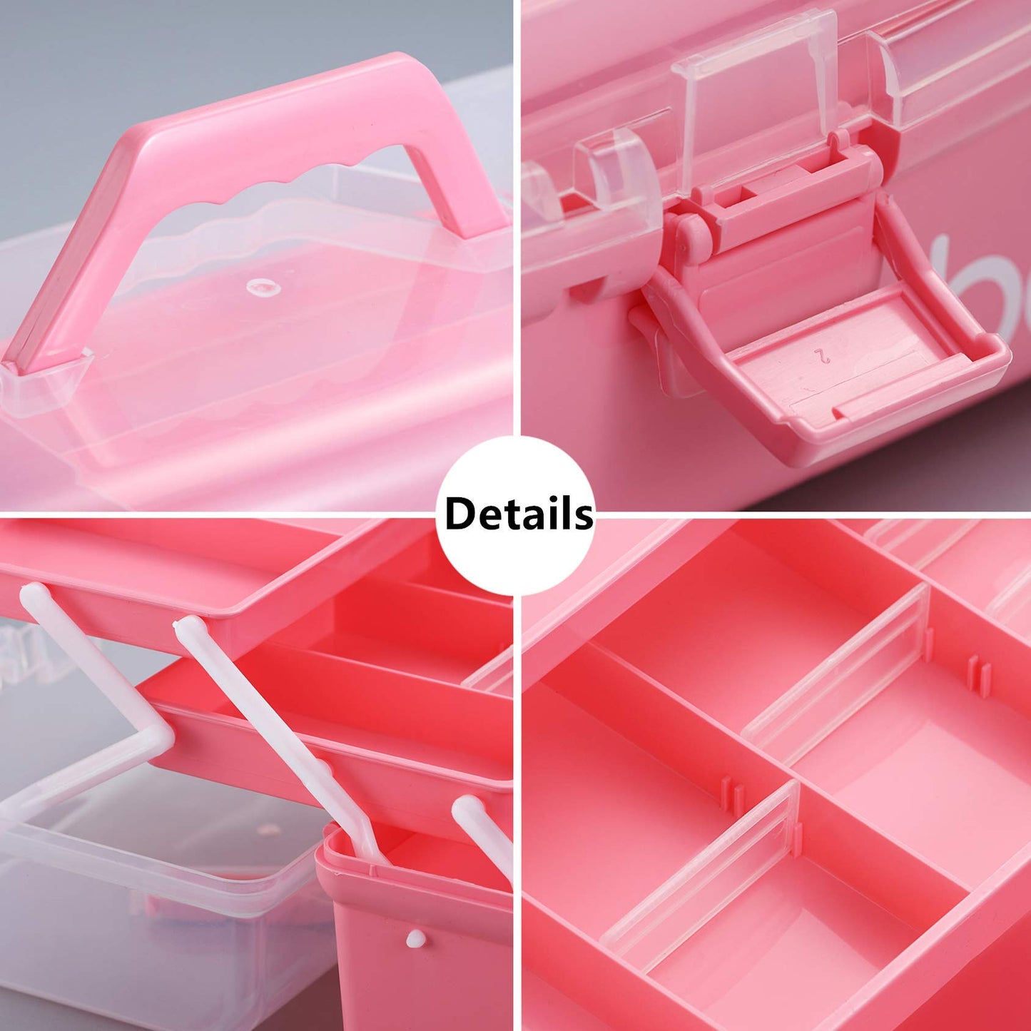 12'' Three-Layer Clear Plastic Storage Box/Tool Box, Multipurpose Organizer and Portable Handled Storage Case for Art Craft and Cosmetic (White)