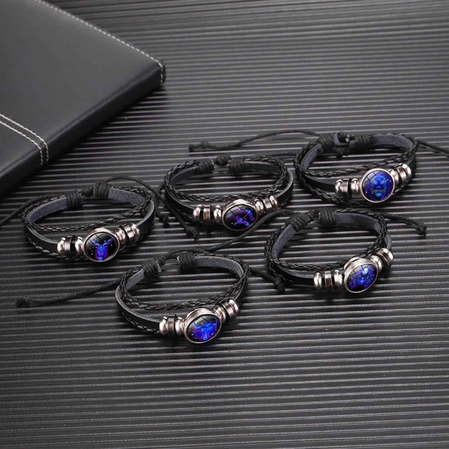 Zodiac Signs Spirit Bracelet Zodiac Bracelet for Women Men Adjustable 12 Constellation Bracelet Multilayer Zodiac Black Leather Bracelets Zodiac Sign Wrap Bracelet for Women Men Birthday Jewelry (Libra)