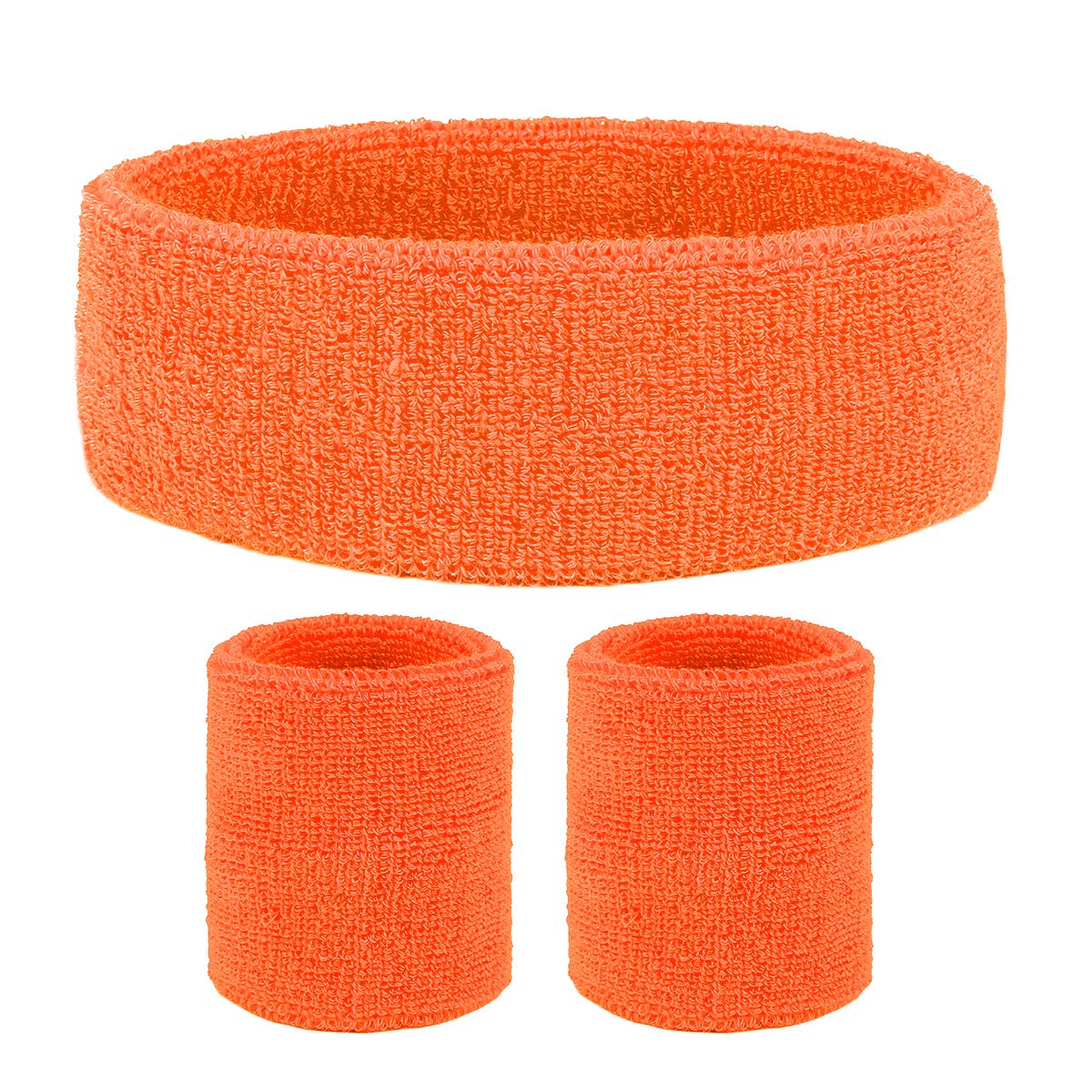 2 Sets Striped Sweatbands Set, 2 Pieces Sports Headband and 4 Pieces Wristbands, Colorful Striped American Flag Style for Men and Women