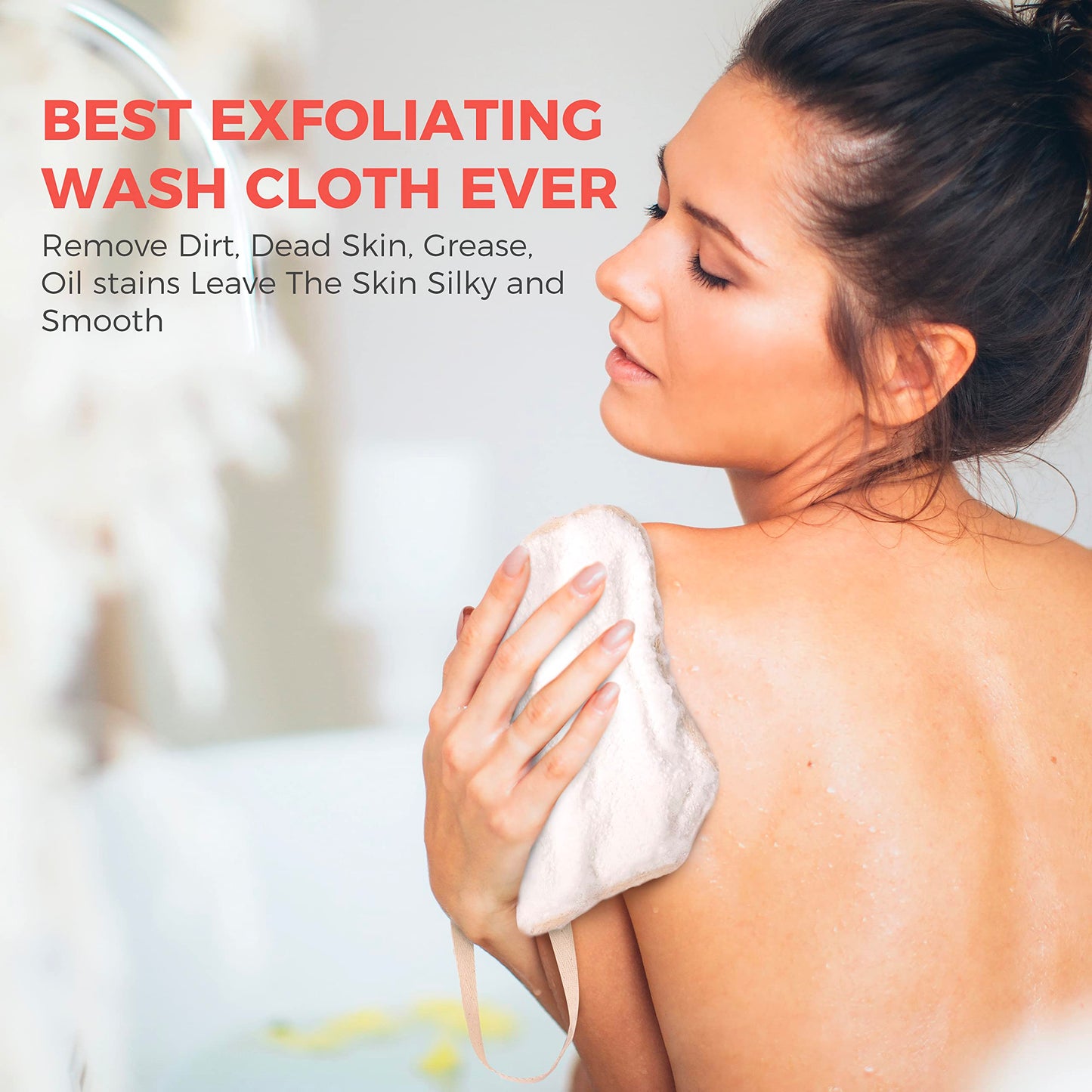 ZOMCHI Exfoliating Washcloth for Face and Body, Dual Function Wash Cloth with Soft and Rough Sides, Exfoliating Scrub Bath Towels, Washcloth with Loop (White, 3 Pack)
