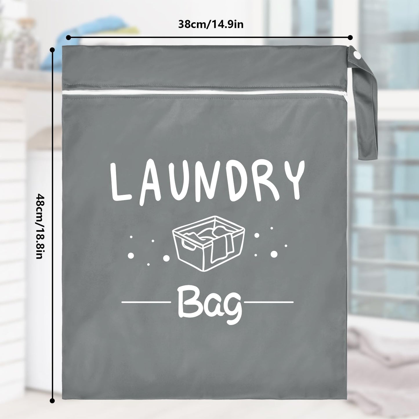 2 Pcs Large Travel Laundry Bags - Waterproof Wet/Dry, Washable, Drawstring, Bathing Suit, Workout, Gym Clothes, Swimming, Yoga - Green, Grey