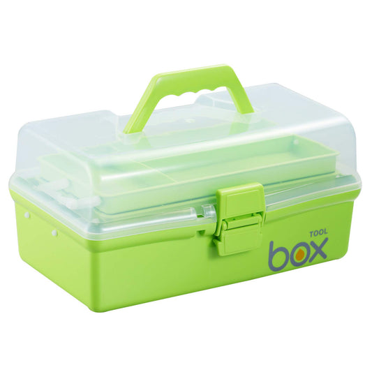 12'' Three-Layer Clear Plastic Storage Box/Tool Box, Multipurpose Organizer and Portable Handled Storage Case for Art Craft and Cosmetic (White)