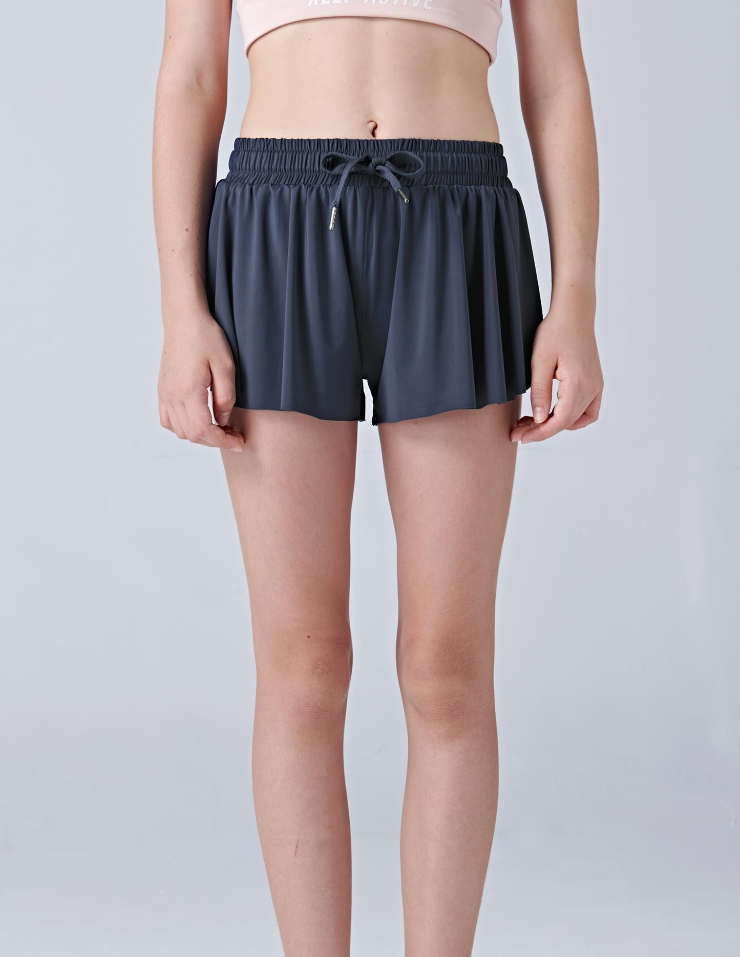 3 Pack Girls Flowy Shorts with Spandex Liner 2-in-1 Youth Butterfly Skirts for Fitness, Running, Sports
