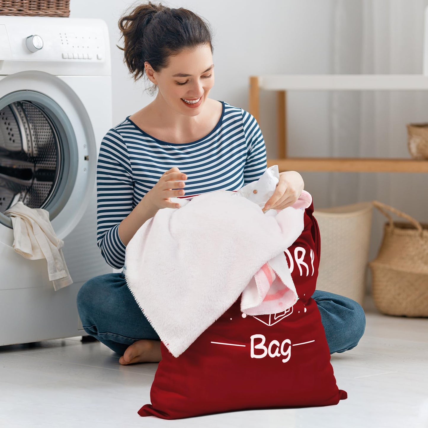 2 Pcs Large Travel Laundry Bags - Waterproof Wet/Dry, Washable, Drawstring, Bathing Suit, Workout, Gym Clothes, Swimming, Yoga - Green, Grey