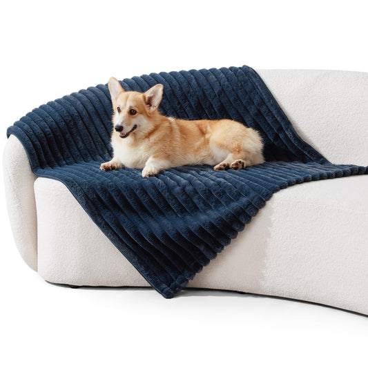 ZOMISIA Waterproof Dog Blankets for Medium Dogs - 30x40 Medium Cat Blanket Washable for Couch Protection, Soft Faux Fur Throw Blanket Furniture Protector, Navy