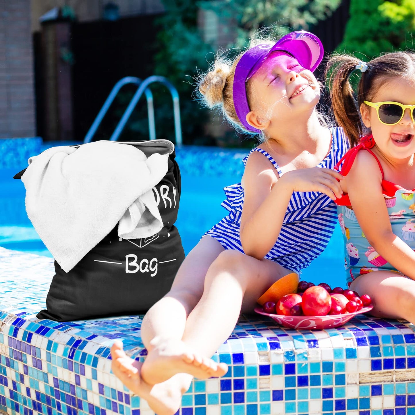 2 Pcs Large Travel Laundry Bags - Waterproof Wet/Dry, Washable, Drawstring, Bathing Suit, Workout, Gym Clothes, Swimming, Yoga - Green, Grey