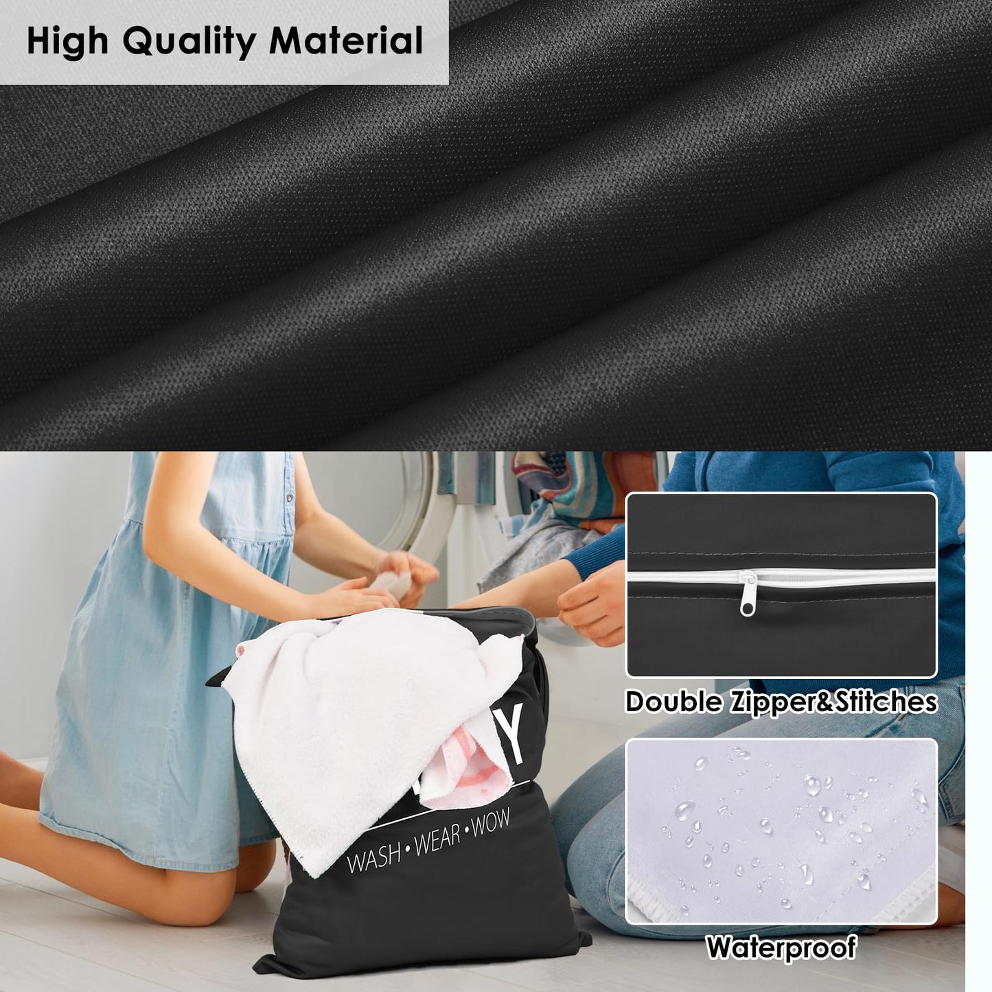 2 Pcs Large Travel Laundry Bags - Waterproof Wet/Dry, Washable, Drawstring, Bathing Suit, Workout, Gym Clothes, Swimming, Yoga - Green, Grey