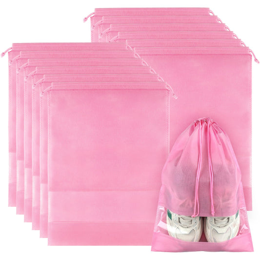 12 Pack Shoe Bags for Travel, Large Travel Shoe Bags for Packing with Clear Window, Dustproof Drawstring Travel Shoe Storage Bags Travel Essentials for Men & Women, White